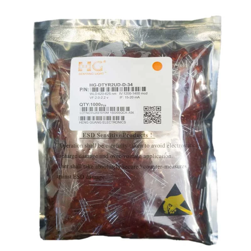 ال ای دی اوال قرمز 5mm مارک HG بسته 1000 تایی