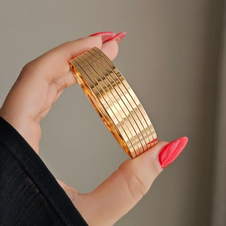 النگو آینه ای زنانه، پهنا2میلی، رنگ ثابت، پک۳عددی