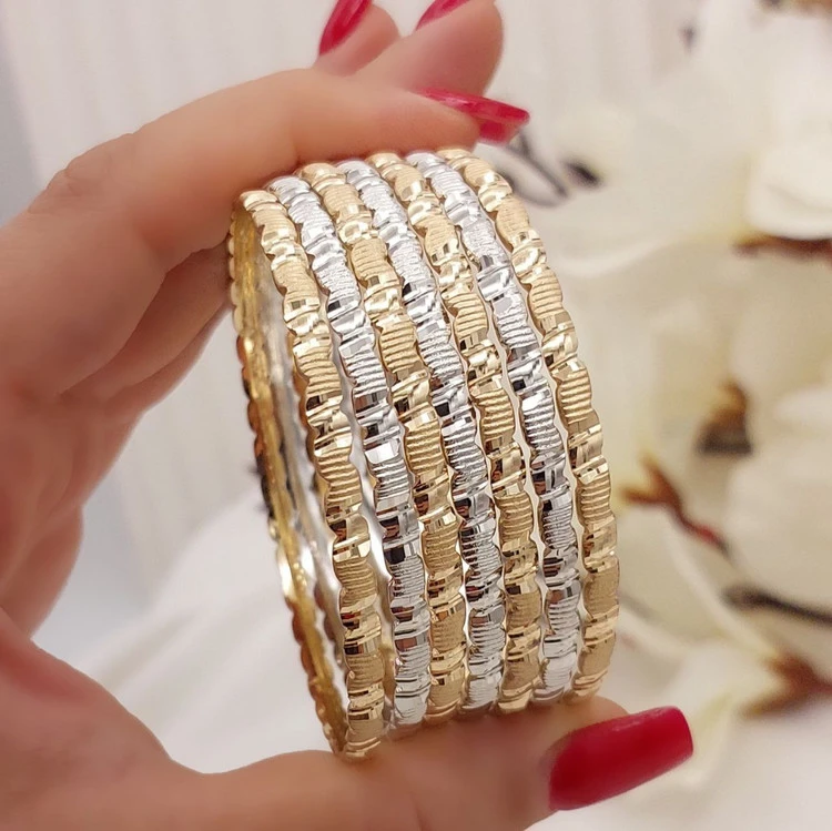 النگو دورنگ زنانه، اصل طلا روس، پک هفت تایی، 5سال ماندگاری، کد1350💍