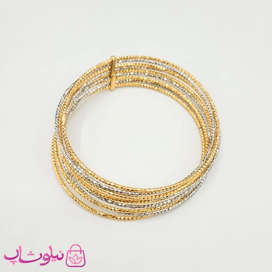 النگو زنانه ysx دورنگ سایز 60 (9 عدد النگو متصل) کد 7491
