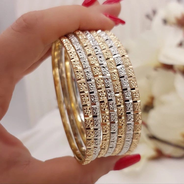 النگو طرح طلای زنانه، اصل طلا روس، رنگ ثابت، پک هفت تایی، کد1348💍