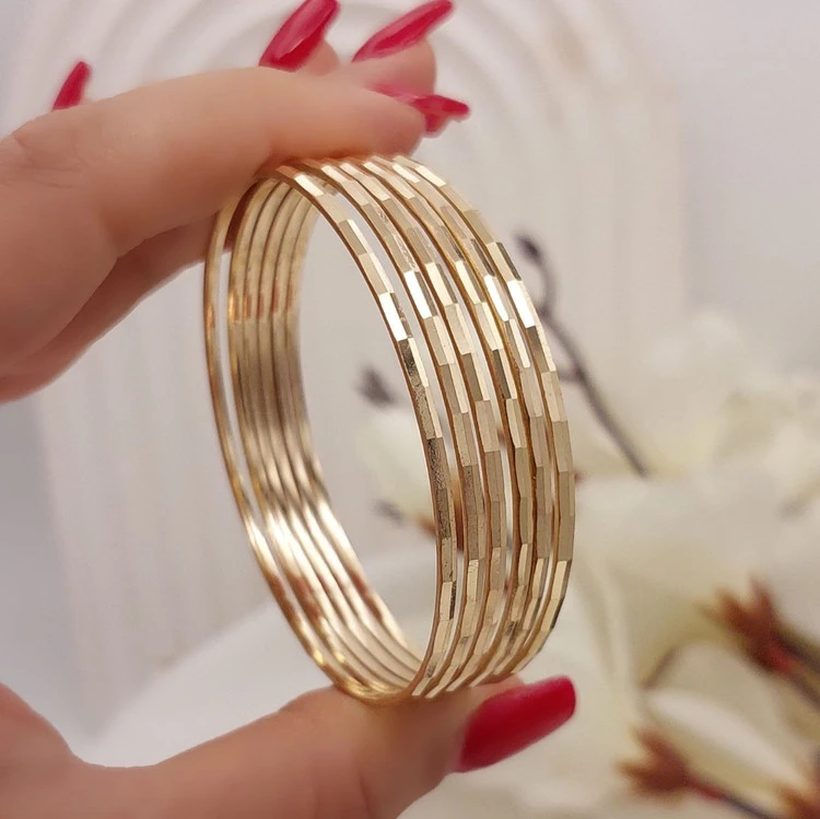 النگو طرح طلای زنانه، اصل طلا روس، پهنا دومیلی، پک شش تایی، کد1345💍