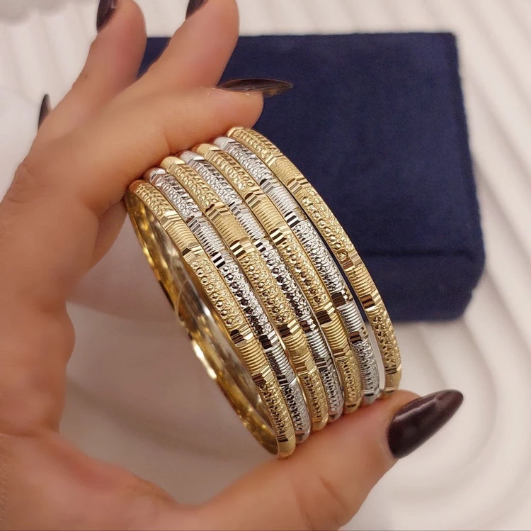 النگو طرح‌طلای زنانه،دو رنگ،پک ۷ عددی،اصل طلا روس💍