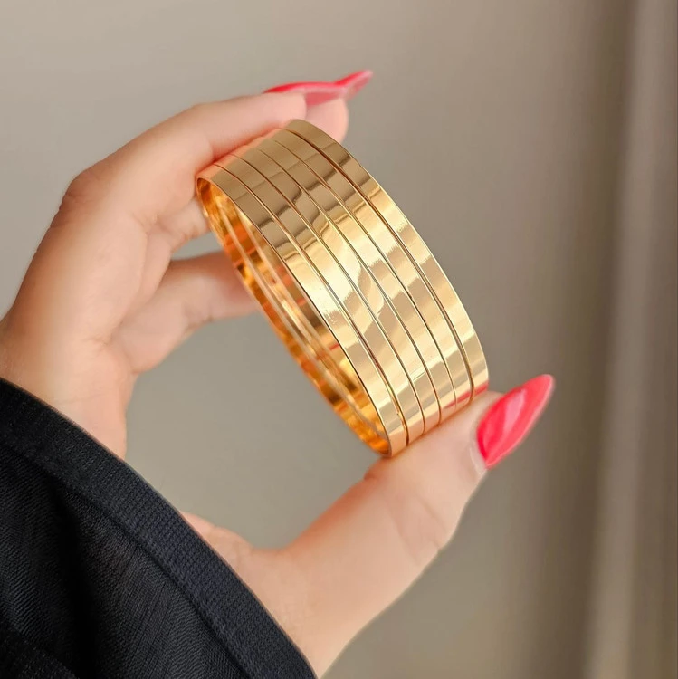 النگو طرح طلای زنانه، مدل آینه ای، پهنا3میلی، پک سه عددی، کد1102💍