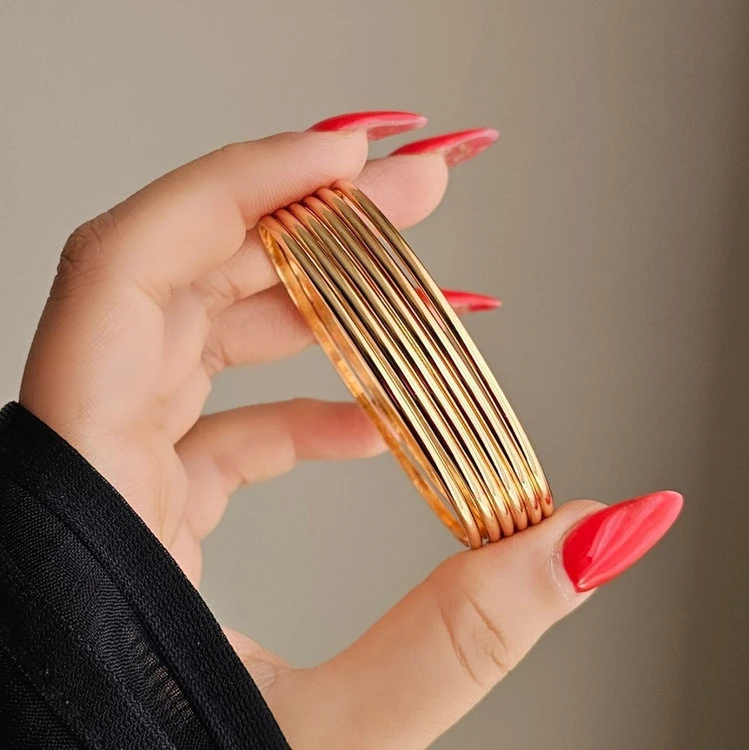 النگو طرح طلای زنانه، مدل آینه ای2میل، پک سه تایی عددی، کد1104💍