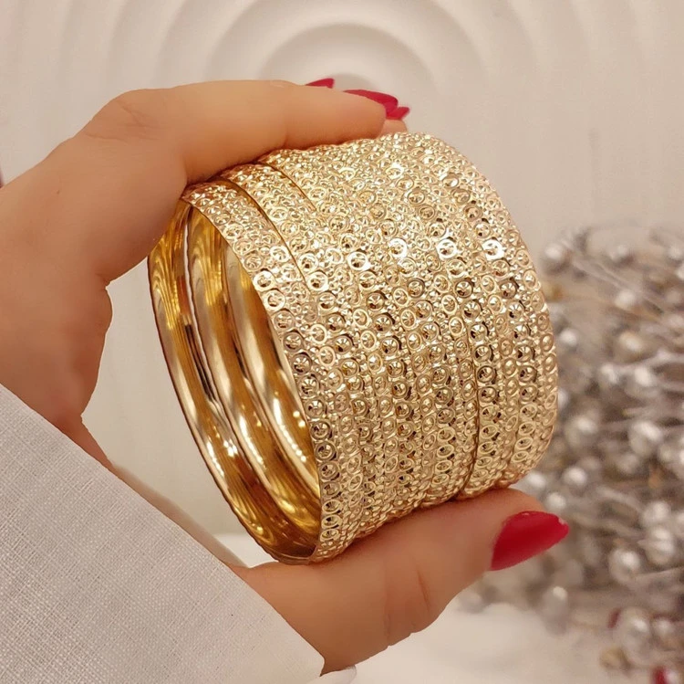 النگو طلا روس زنانه،پهنا۶ میلی،پک 3عددی،پنج سال ماندگاری💍