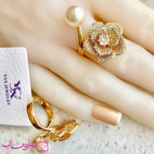 انگشتر دخترانه YSX مدل گل و مروارید کد 229