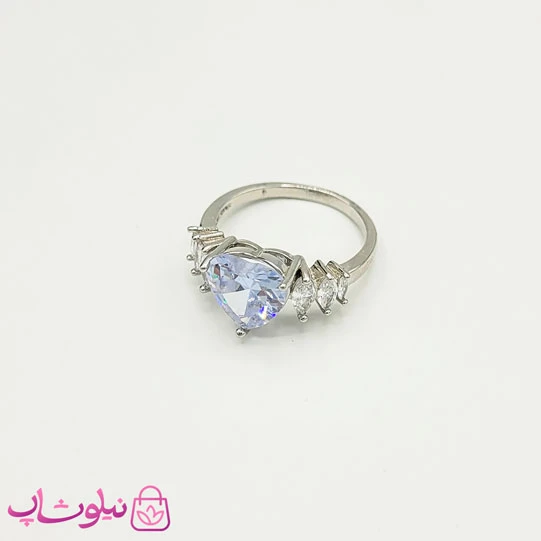 انگشتر دخترانه طرح جواهر مدل قلب سفید کد 888