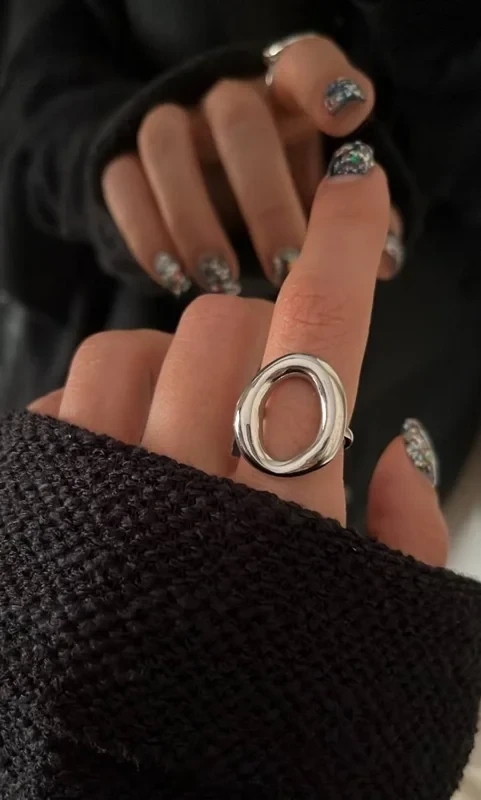 انگشتر دفرمه دایره ای شکل فری سایز (ارسال رایگان) کد240226