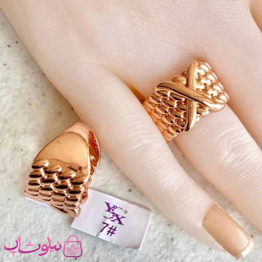 انگشتر زنانه بزرگ YSX مدل X رزگلد کد 39
