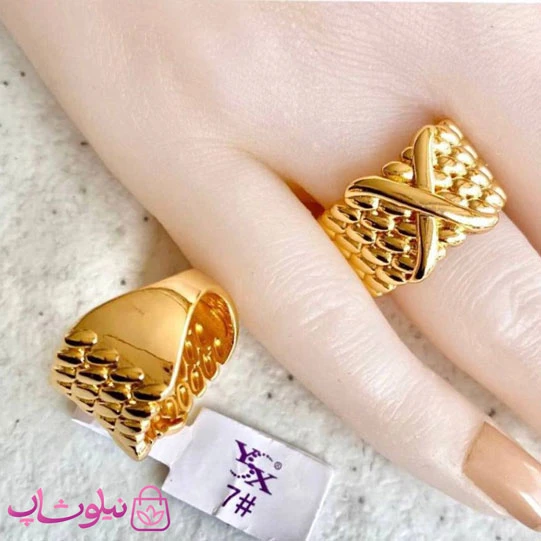 انگشتر زنانه بزرگ YSX مدل X طلایی کد 31