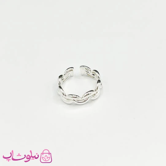 انگشتر زنانه طرح رینگ نیم حلقه ای آبکاری نقره کد 150