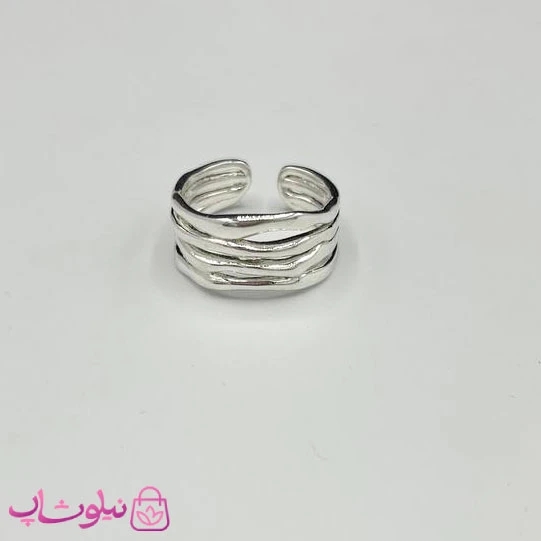 انگشتر زنانه طرح مارپیچ آبکاری نقره کد 150