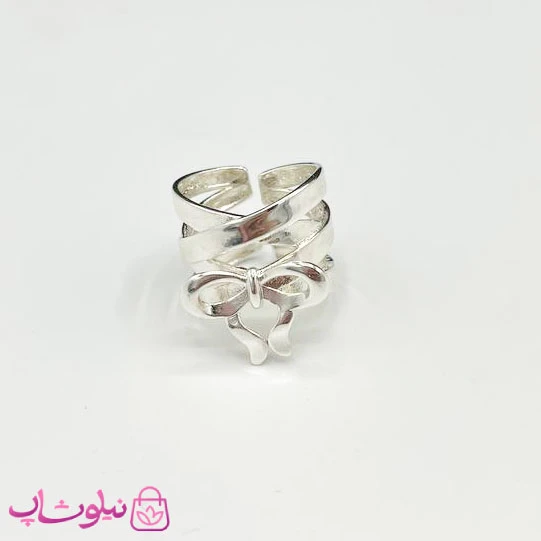 انگشتر زنانه طرح پاپیون آبکاری نقره کد 150