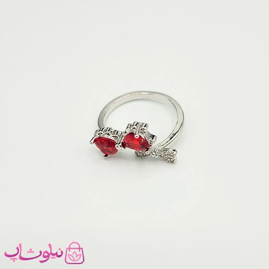 انگشتر زنانه طرح پاپیون قرمز نگیندار فری سایز کد 98