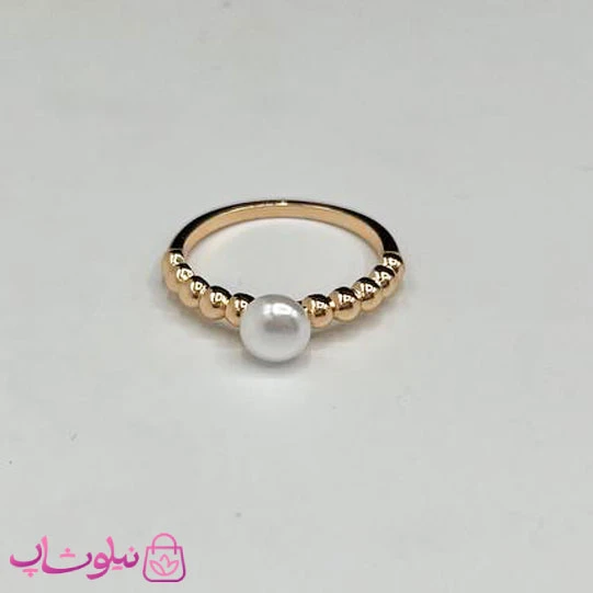 انگشتر زنانه ژوپینگ طلایی طرح مروارید سفید کد 1192