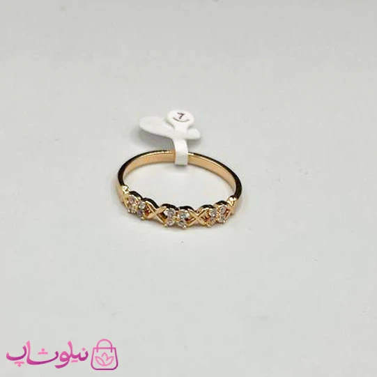 انگشتر زنانه ژوپینگ طلایی نگین سفید کد 1191