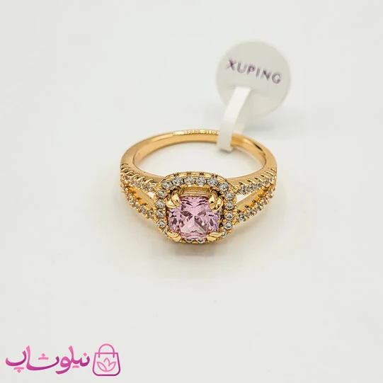انگشتر زنانه ژوپینگ مجلسی با نگین صورتی کد 1171-3
