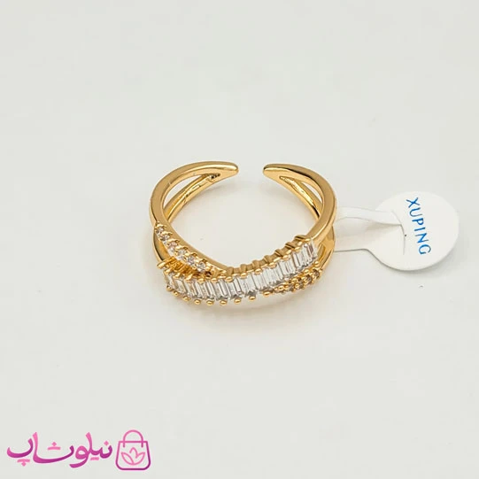 انگشتر زنانه ژوپینگ مدل ضربدر نگیندار کد 1198