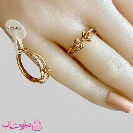 انگشتر زنانه ژوپینگ مدل پاپیون ظریف دولاین کد 2891