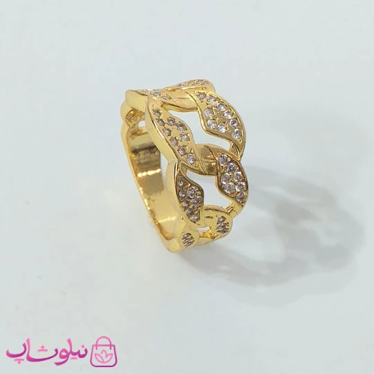انگشتر زنانه کوپر آبکاری رادیوم نگین سفید کد 80