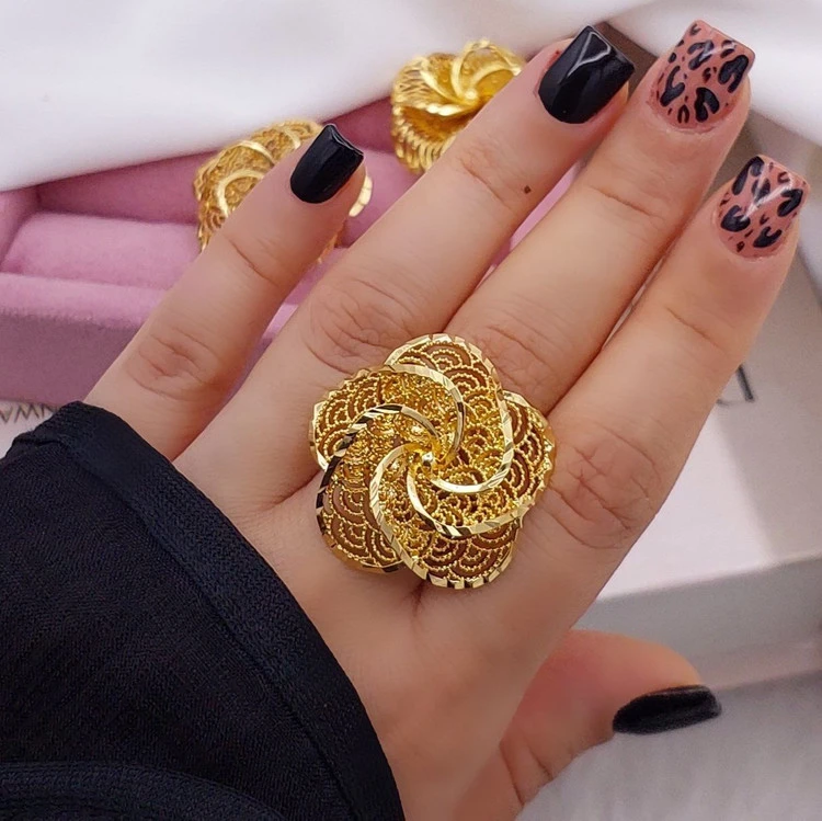انگشتر طرح طلای زنانه، مدل گل، برند معتبرcitygold💍