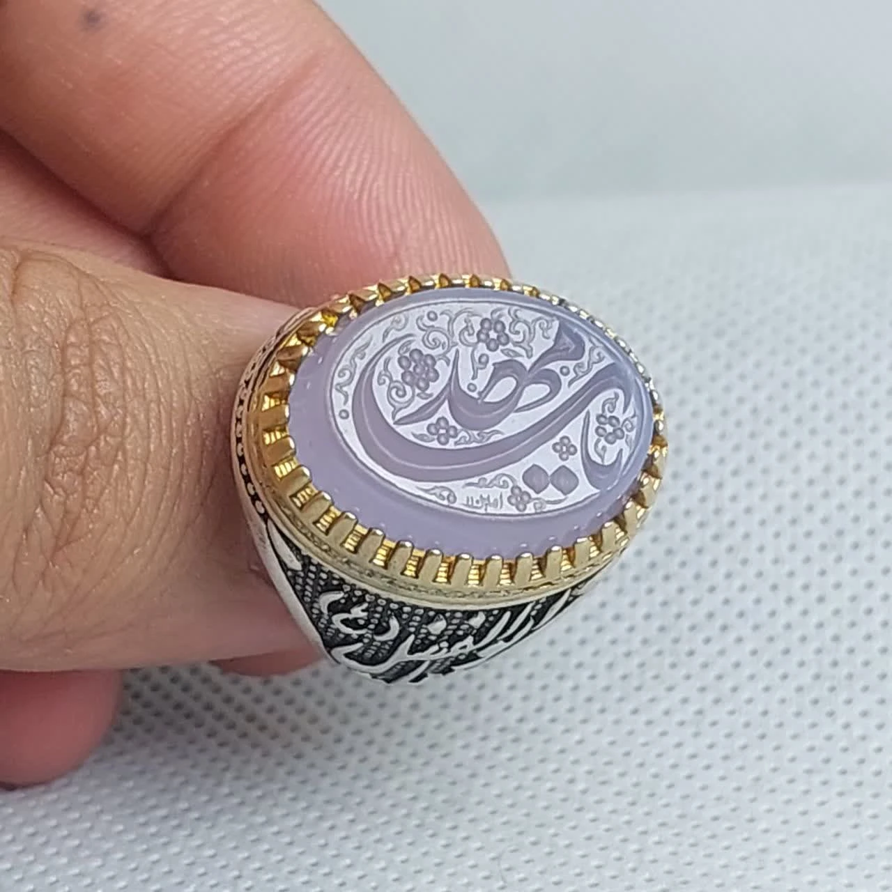 انگشتر عقیق بنفش (سوسنی) “منشور ظهور” – متبرک به نام “یا مهدی (عج) کد 1824