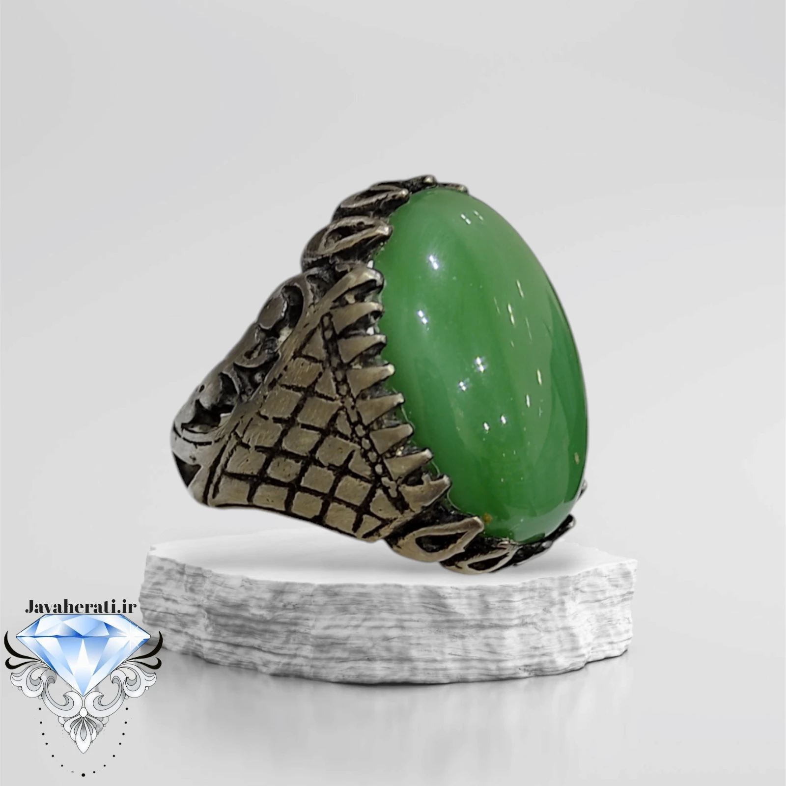 انگشتر عقیق سبز طبیعی ارزان
