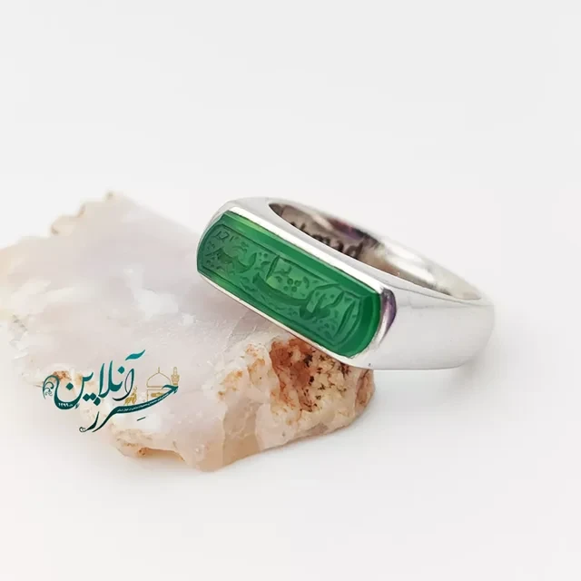 انگشتر عقیق سبز نقره دستساز مردانه a1004