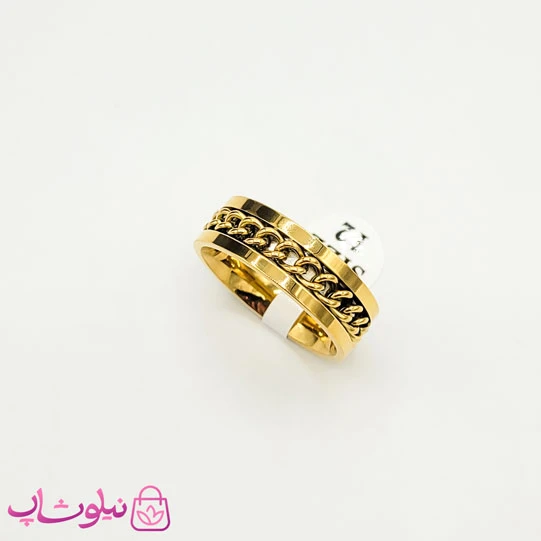 انگشتر مردانه استیل طلایی طرح کارتیه چرخان کد 159