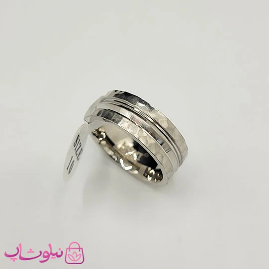 انگشتر مردانه مون بلان مدل خط دار نقره ای کد 450