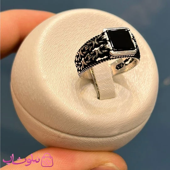 انگشتر مردانه نقره وارداتی عیار 925 مدل سنگ اونیکس مشکی مربعی کد 6270
