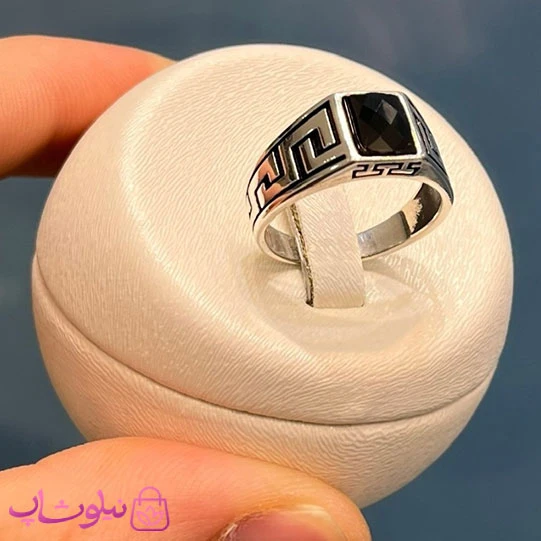 انگشتر مردانه نقره وارداتی عیار 925 مدل سنگ اونیکس مشکی کد 5852
