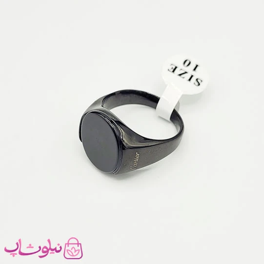 انگشتر مردانه کارتیه استیل فول مشکی نگین دایره کد 330