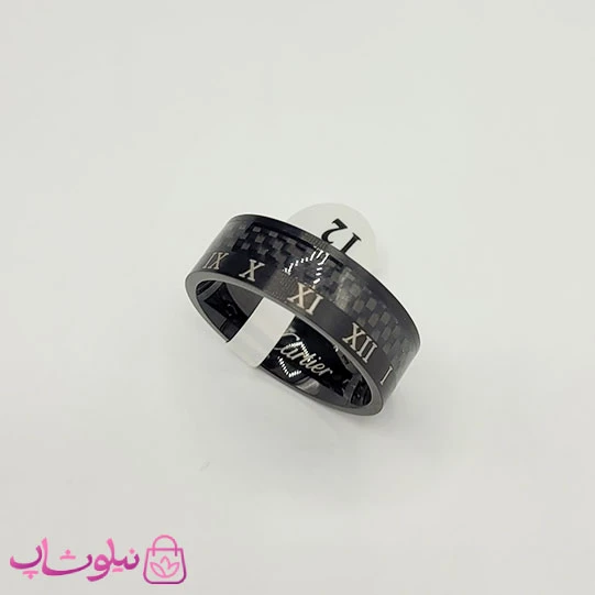 انگشتر مردانه کارتیه مدل اعداد یونانی مشکی کد 450