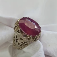 انگشتر نقره با نگین یاقوت زیبا کد- 01