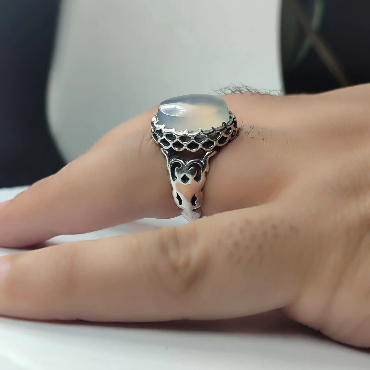 انگشتر نقره عقیق کبود کد 4212
