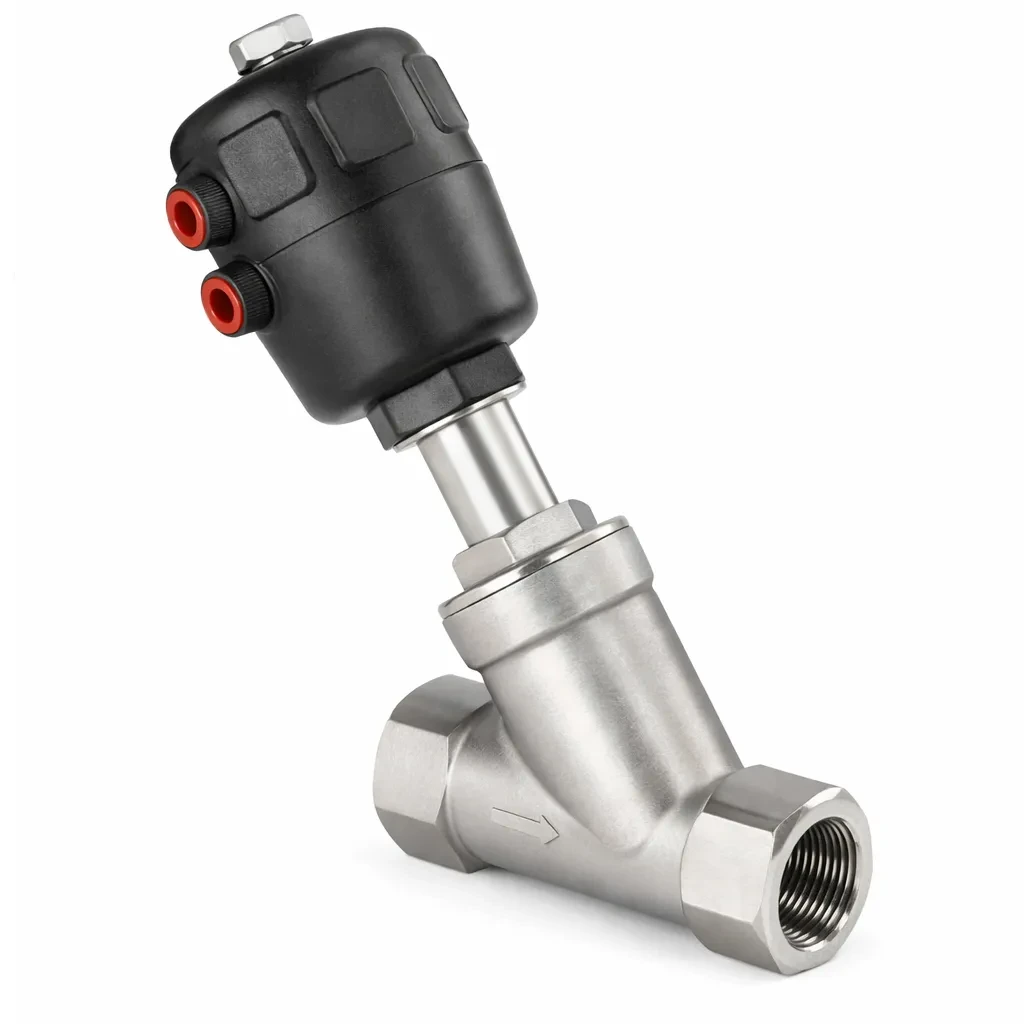 انگل ولو (Angle Valve) استیل 304 / 316 | کنترل دقیق جریان در صنایع بهداشتی و دارویی