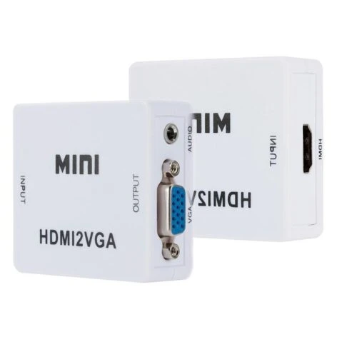اچ دی ام آی به وی جی ای با صدا و پاور کارتن آبی HDMI to VGA Converter with Audio and Power Supply