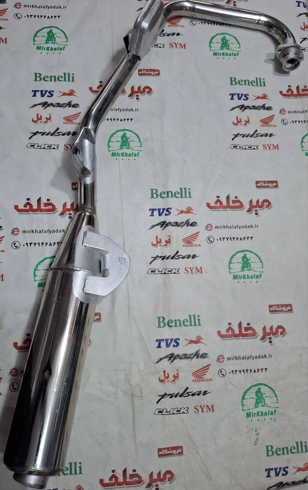 اگزوز کامل موتور پالس 180 و 200 ug3 استیل نقره ای (هندی)
