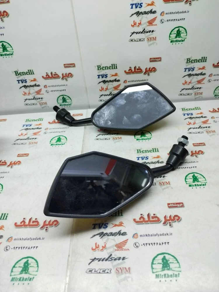 اینه (آینه) اسپرت پایه فلزی رنتال cnc زرد طلایی