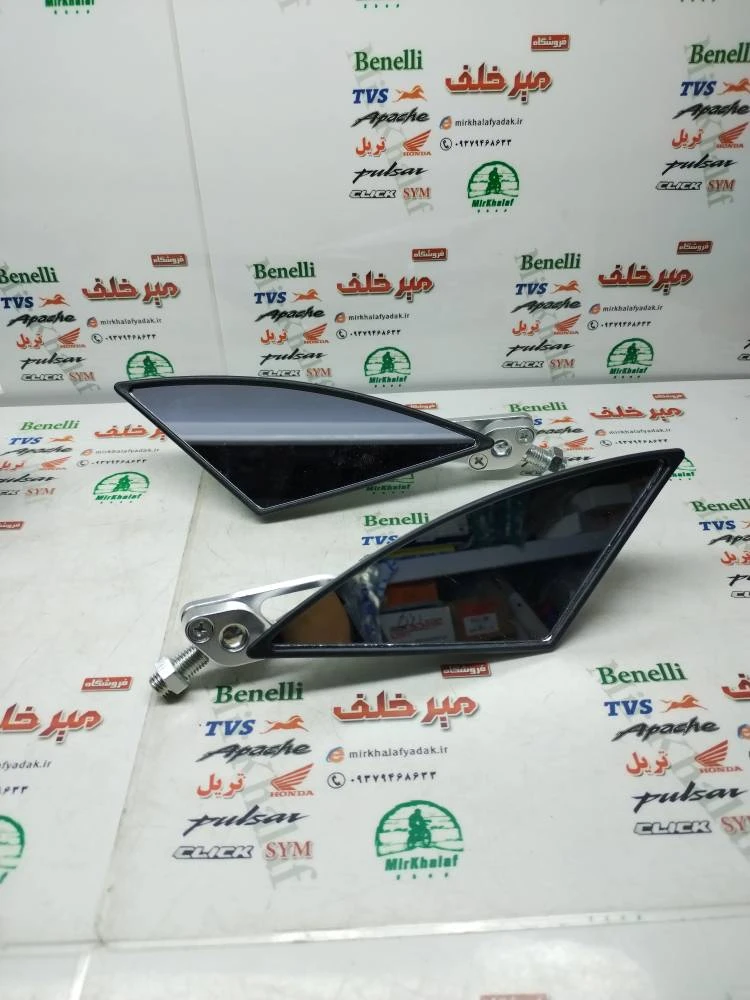 اینه (آینه) اسپرت پایه فلزی رنتال cnc سفید نقره ای