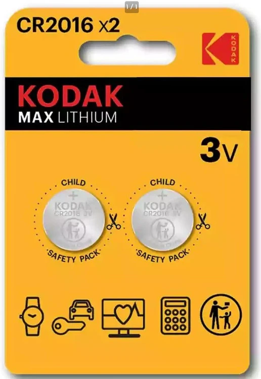 باتری سکه‌ای کداک مدل Kodak Max Lithium CR2016 پک 2 عددی