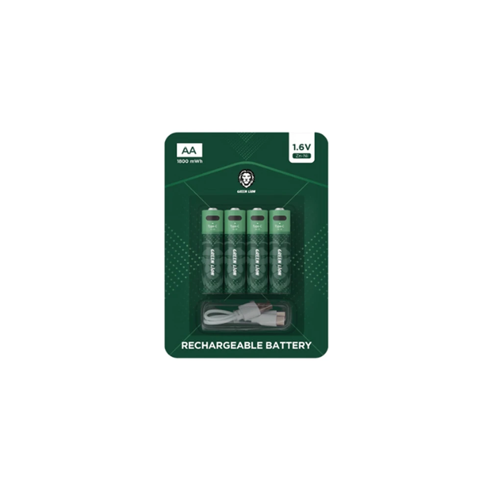 باتری قابل شارژ گرین لاین قلمی مدل Green Lion Rechargeable Battery AA 1.6V Alkaline Battery