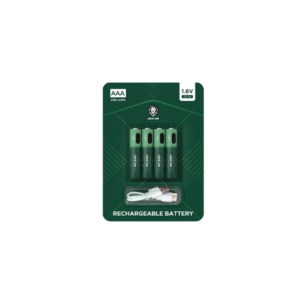 باتری قابل شارژ گرین لاین نیمه قلمی مدل Green Lion GNRGBAAA Rechargeable Battery AAA 1.6V Alkaline Battery