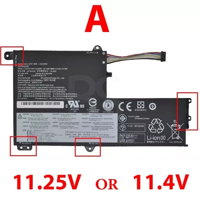 باتری لپ‌تاپ لنوو مدل L15L3PB1 / L15M3PB1 / L15C3PB1 ظرفیت 38Wh
