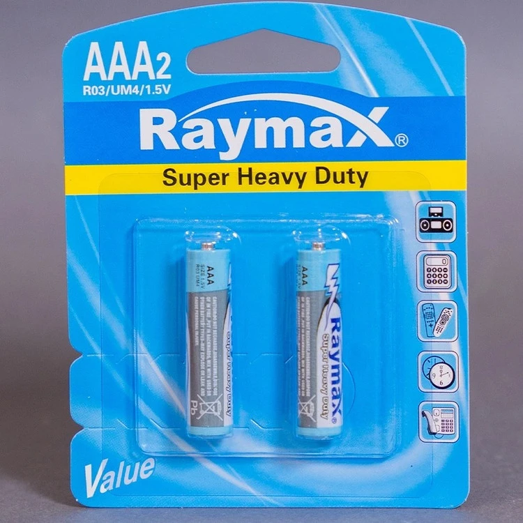 باتری نیم‌قلمی Raymax (ری‌مکس) مدل AAA – بسته 2 عددی 1.5 ولت Super Heavy Duty
