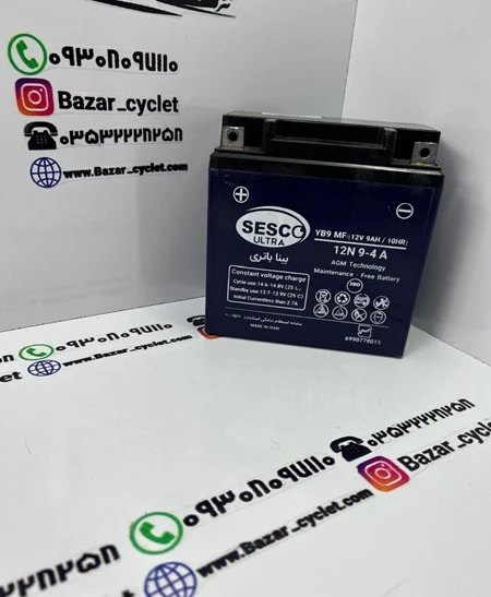 باطری موتور سیکلت 9امپر بلند(12V/9AH/10HR)