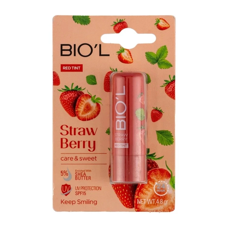 بالم لب رنگی بیول مدل توت فرنگی Straw Berry با SPF15 وزن 4.8 گرم
