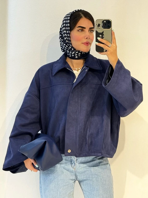 بامبر جکت جیر سوئیت زنانه رنگ سورمه‌ای